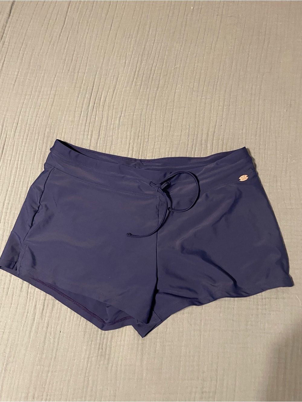 Women’s Navy Blue Swim Shorts with Drawstring Waist